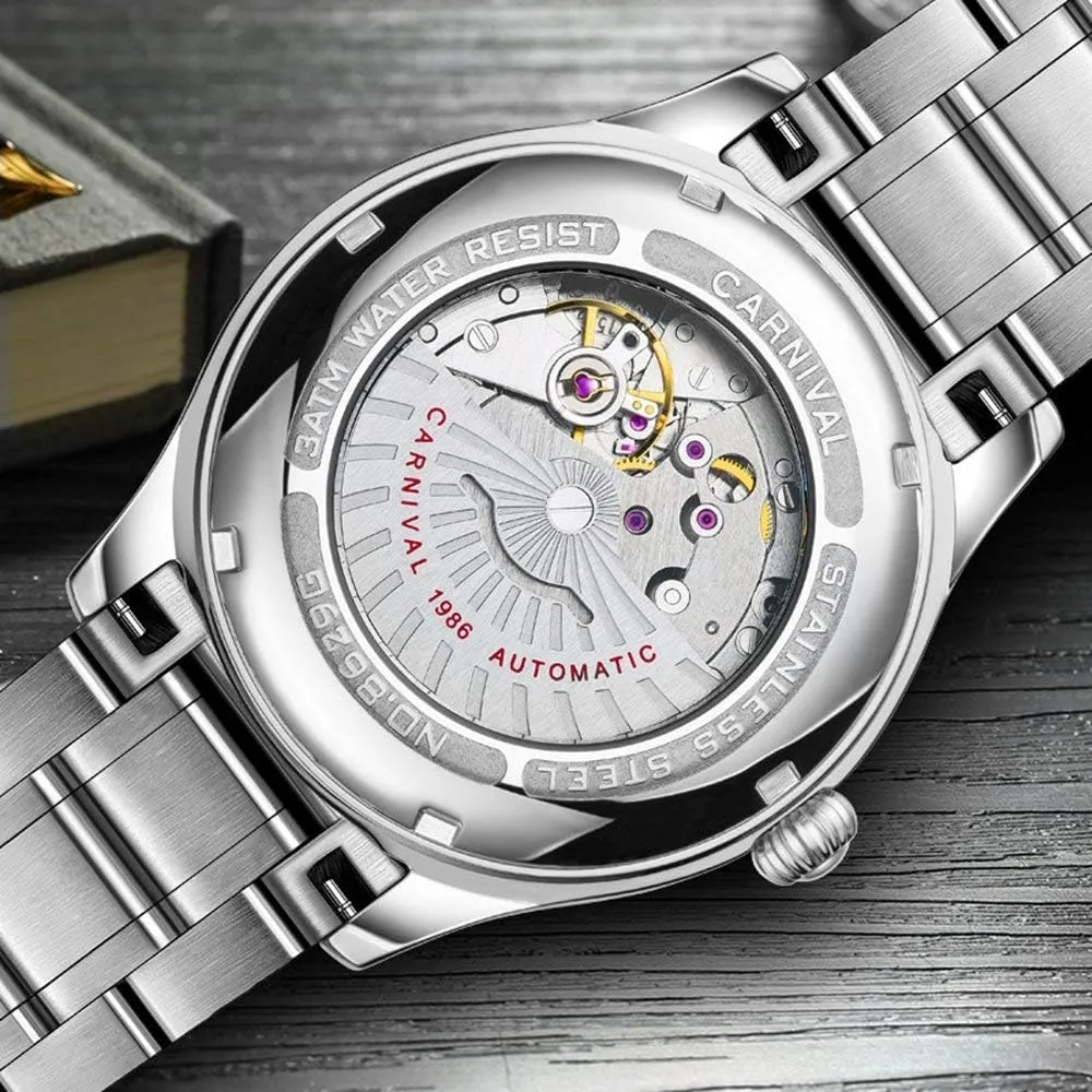 visit gourd sympathetic Watch Stainless Steel Waterproof Luminous Bezel Inlay Crystals Watch MASTOP Men's Business Automatic Self Wind 