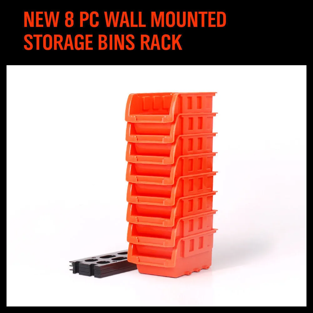 Wall Mounted Bins Rack | Versatile Parts Organiser & Tool Holder | 8 Tray Boxes with Mounting Board