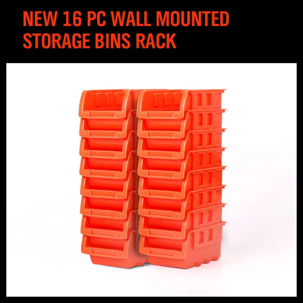 Wall Mounted Bins Rack | Versatile Parts Organiser & Tool Holder | 8 Tray Boxes with Mounting Board