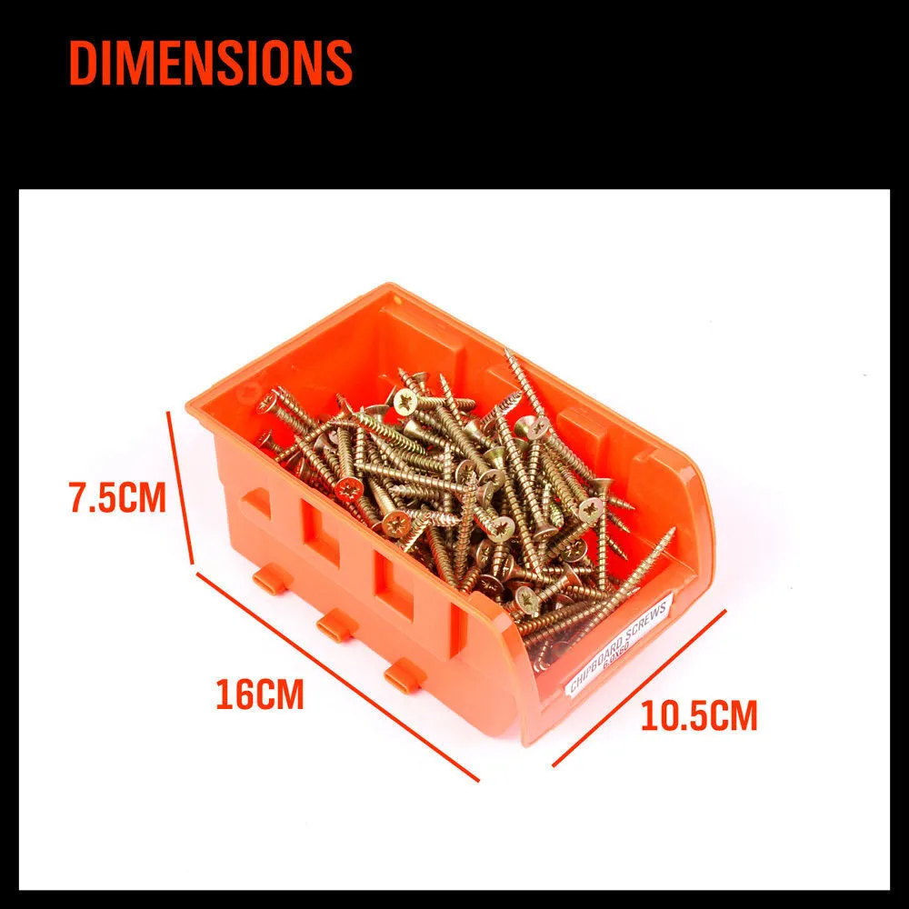 Wall Mounted Bins Rack | Versatile Parts Organiser & Tool Holder | 8 Tray Boxes with Mounting Board