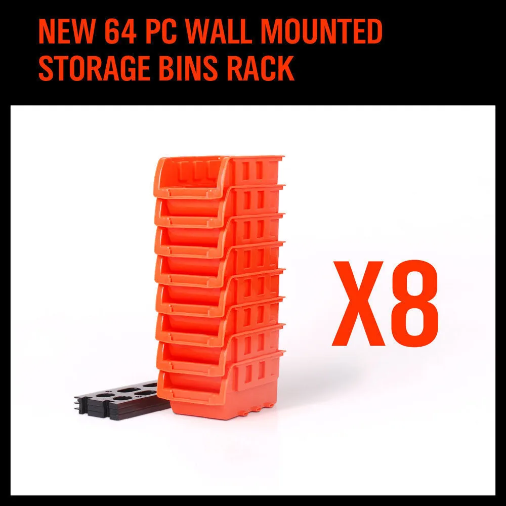 Wall Mounted Bins Rack | Versatile Parts Organiser & Tool Holder | 8 Tray Boxes with Mounting Board