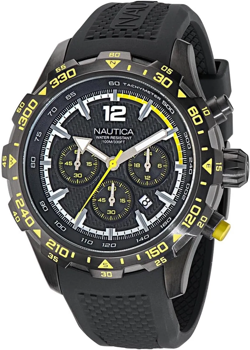 Watch (Model: NAPNSS403) Nautica Men's Black Silicone microscopic Strap 