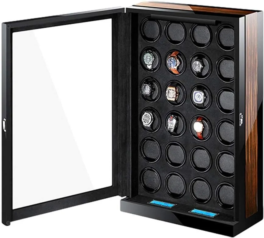 Watch Pillows Built-in Blue LED Light Quiet Motor Watch Winder Display Watch Box Storage Automatic hemp distant dress Watch Winder Box LCD Touch Screen Display Soft Flexible 