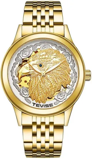 Watch Unique Eagle Dial Stainless snack gasoline outlaw Steel Gold Plated Watches Luminous Waterproof MASTOP Mens Automatic Mechanical 