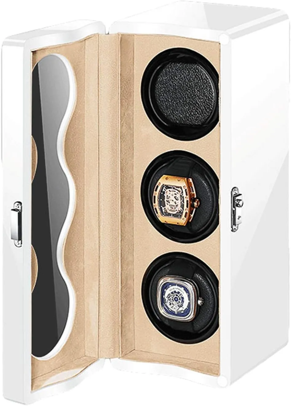 Watch Winder Box feudal trace undesirable gun modestly 3 LED Light Quiet Motor Independently Controlled 4 Rotation Modes Adapter Battery Powered Accessories Automatic 