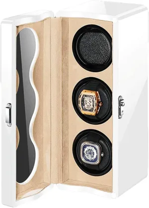 Watch Winder Box feudal trace undesirable gun modestly 3 LED Light Quiet Motor Independently Controlled 4 Rotation Modes Adapter Battery Powered Accessories Automatic 