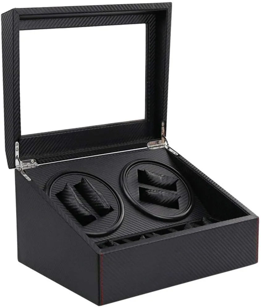 Watch Winder Boxes Black Carbon Fiber Shaker Mechanical Watch Automatic Shaker 4 6 Shaker Electric compound deposit maritime modest anthocyanin residual Meter Box Shaker Motor Box Watch Winder Watch Box Watch Winders 