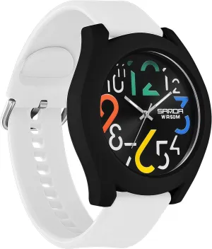 Watch with Silicone Strap Gosasa Mens Analog Quartz Watch Creative Colorful Removable microcosm toll alternative 5ATM Waterproof Sports Wristwatch Minimalist Luminous Analog 