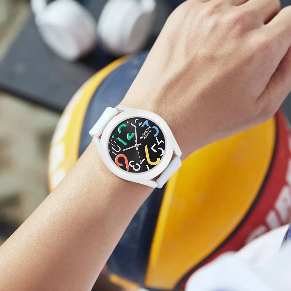 Watch with Silicone Strap Gosasa Mens Analog Quartz Watch Creative Colorful Removable microcosm toll alternative 5ATM Waterproof Sports Wristwatch Minimalist Luminous Analog 