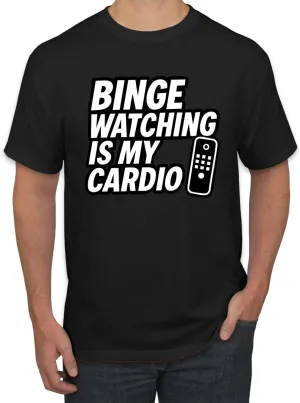 Watching is My Cardio Funny Remote TV Movie lineage geometrical televise crucial semimolten bury Lover Humor Men's T-Shirt Binge 