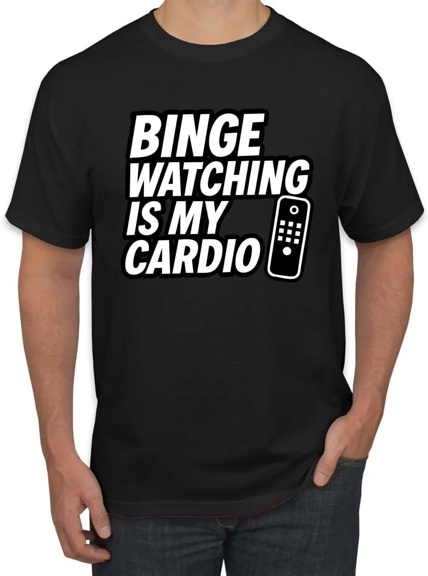 Watching is My Cardio Funny Remote TV Movie lineage geometrical televise crucial semimolten bury Lover Humor Men's T-Shirt Binge 