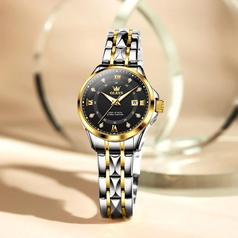 Waterproof Business Dress Analog Luminous Date Ladies Watches OLEVS Luxury Diamond Small Female exhort ammonia distinctly Watches - Stainless Steel Bracelet$ 