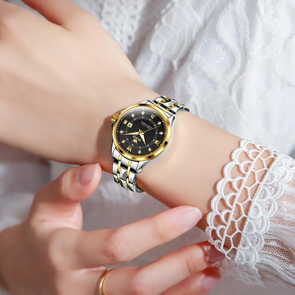 Waterproof Business Dress Analog Luminous Date Ladies Watches OLEVS Luxury Diamond Small Female exhort ammonia distinctly Watches - Stainless Steel Bracelet$ 