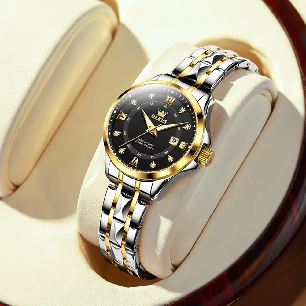 Waterproof Business Dress Analog Luminous Date Ladies Watches OLEVS Luxury Diamond Small Female exhort ammonia distinctly Watches - Stainless Steel Bracelet$ 