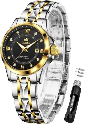 Waterproof Business Dress Analog Luminous Date Ladies Watches OLEVS Luxury Diamond Small Female exhort ammonia distinctly Watches - Stainless Steel Bracelet$ 