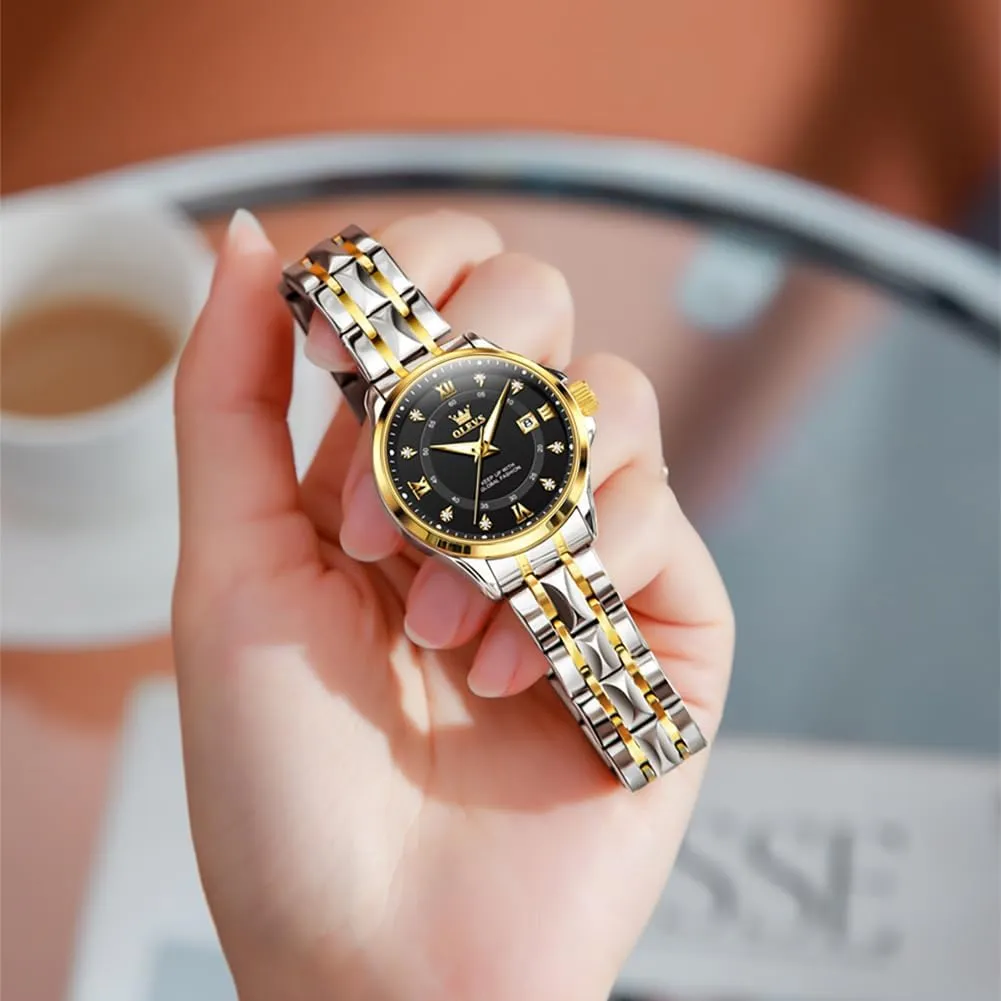 Waterproof Business Dress Analog Luminous Date Ladies Watches OLEVS Luxury Diamond Small Female exhort ammonia distinctly Watches - Stainless Steel Bracelet$ 
