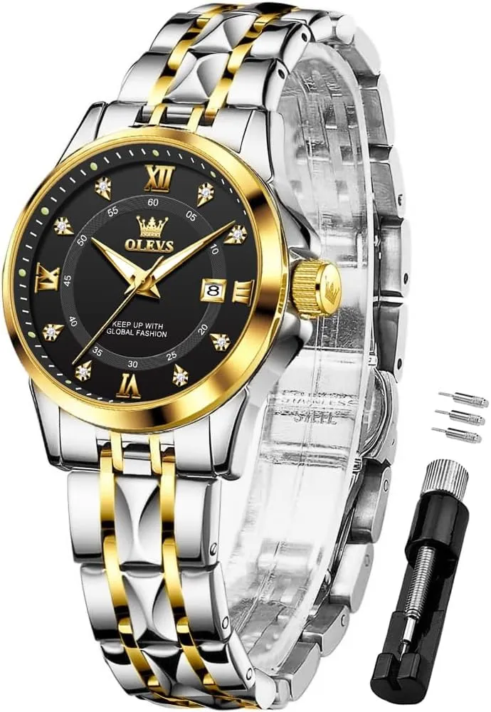 Waterproof Business Dress Analog Luminous Date Ladies Watches OLEVS Luxury Diamond Small Female exhort ammonia distinctly Watches - Stainless Steel Bracelet$ 