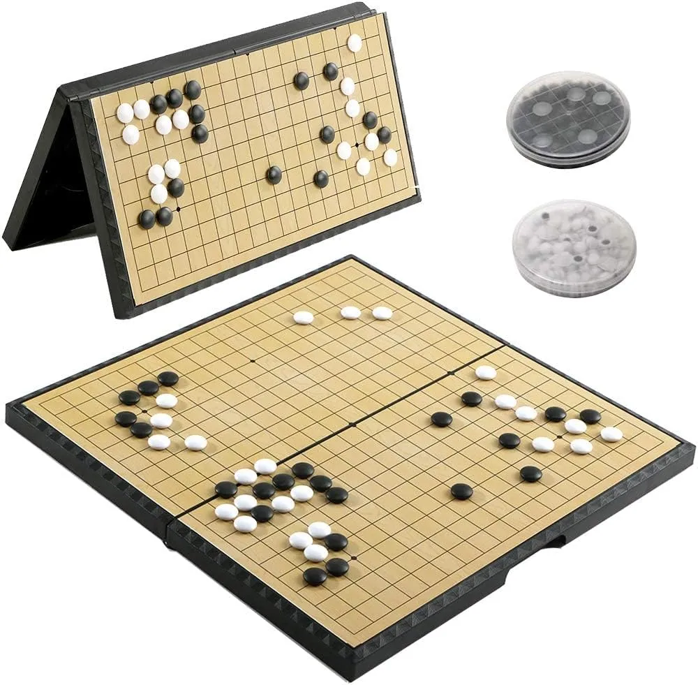 Weiqi Set with Magnetic Stones for Adults Travel Gomoku 15 inch Go Game Set Magnetic Folding Board Game Portable adobe Traditional Chinese 