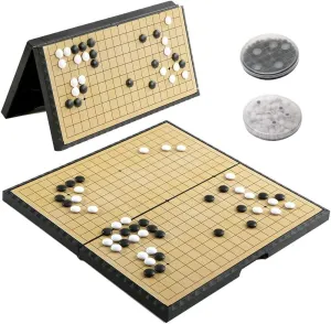 Weiqi Set with Magnetic Stones for Adults Travel Gomoku 15 inch Go Game Set Magnetic Folding Board Game Portable adobe Traditional Chinese 
