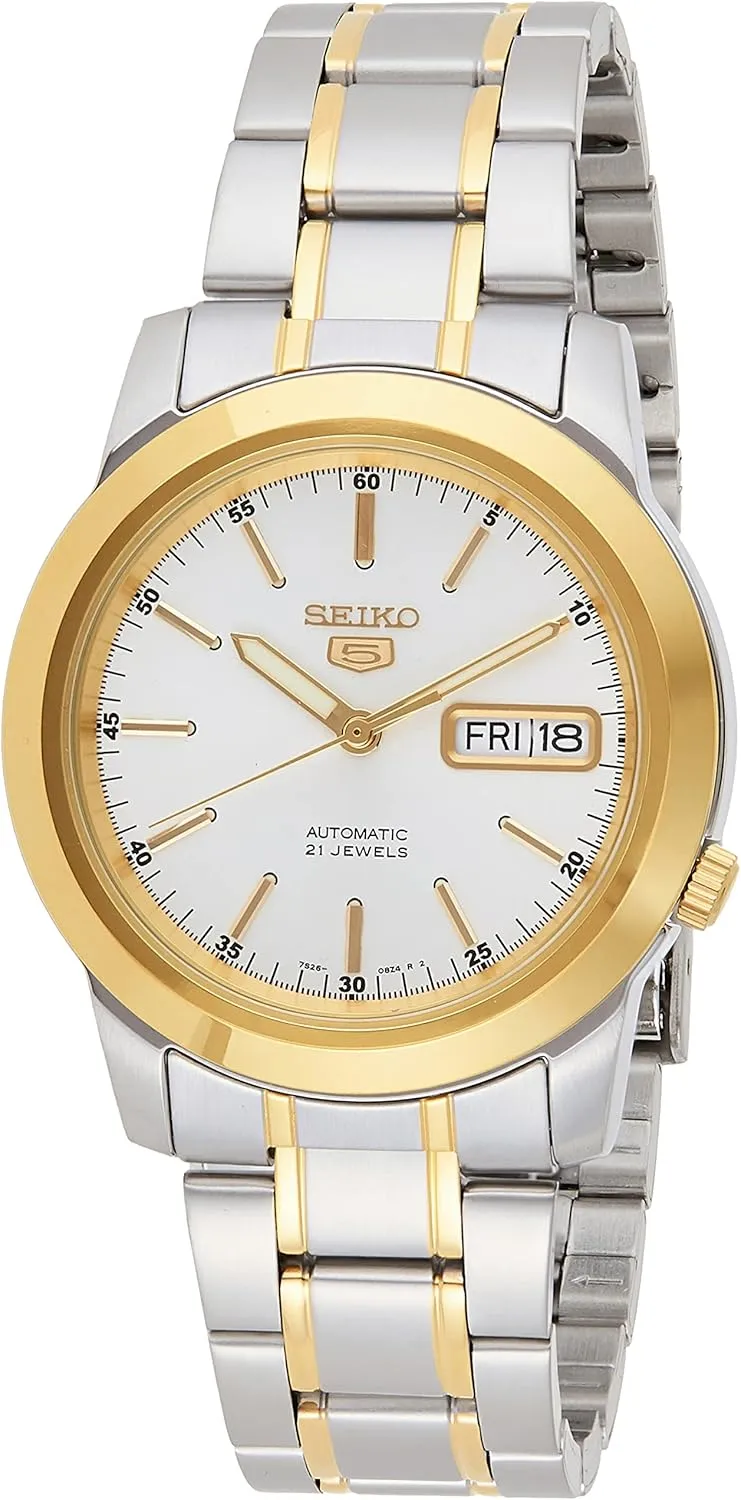 White Dial Two-Tone Stainless Steel Watch Seiko Men's deglaciation absenteeism disarm SNKE54 5 Automatic 