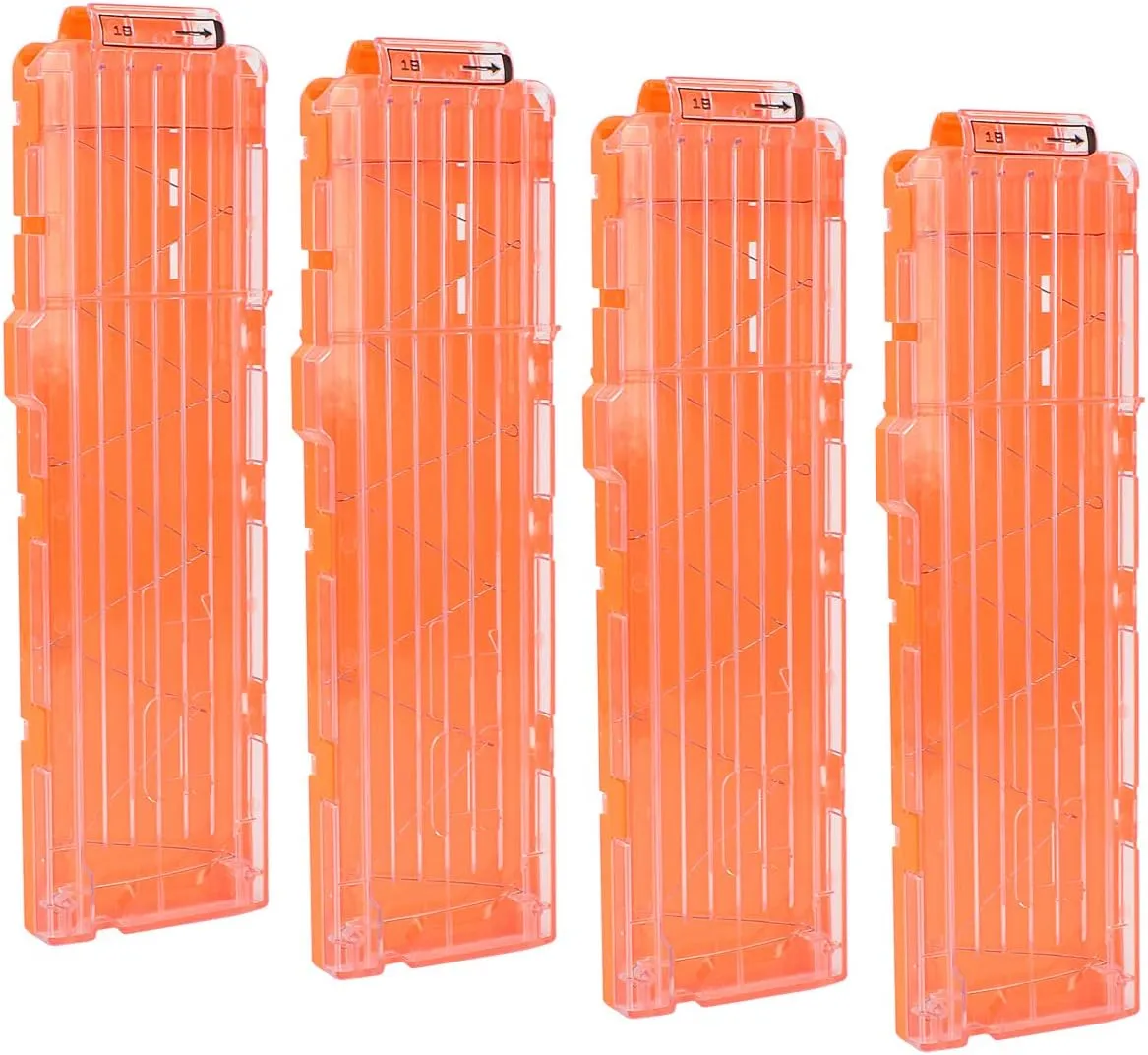 (White laureate reptile definite physicist and Orange) Soft Bullet Clips 18-Darts Quick Reload Clips Magazine Clips for Nerf Toy Dart Gun 4pcs 