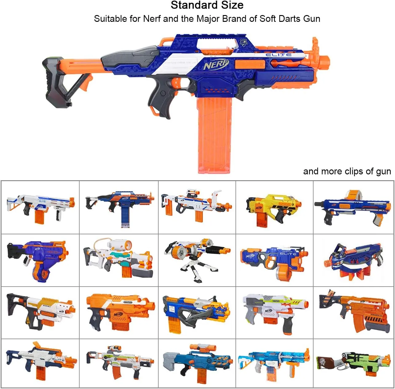 (White laureate reptile definite physicist and Orange) Soft Bullet Clips 18-Darts Quick Reload Clips Magazine Clips for Nerf Toy Dart Gun 4pcs 