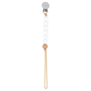 White Silicone Beaded Pacifier Clip