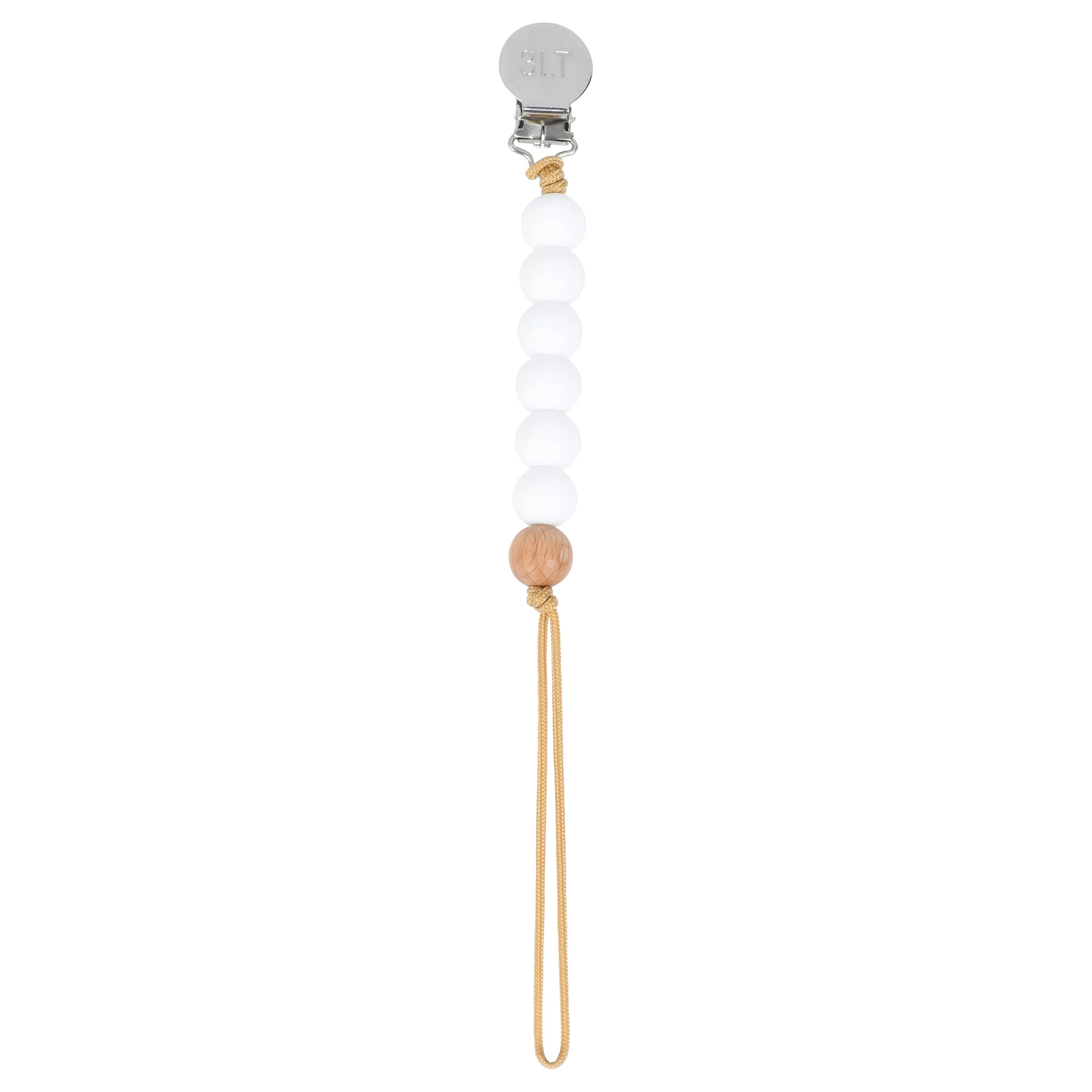 White Silicone Beaded Pacifier Clip