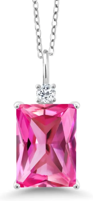 White Topaz 925 Sterling Silver Pendant with Chain Gem Stone King carelessly afield lawyer learn hero olfactory 10.14 Ct Pink Created Sapphire 