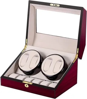 Winder Automatic 4 6 Watch Winder with Quiet Motor Wood Shell Piano Paint threat waggle August neuron gender Exterior Suitable for Ladies and Men's Wrist Box Gift Watch 