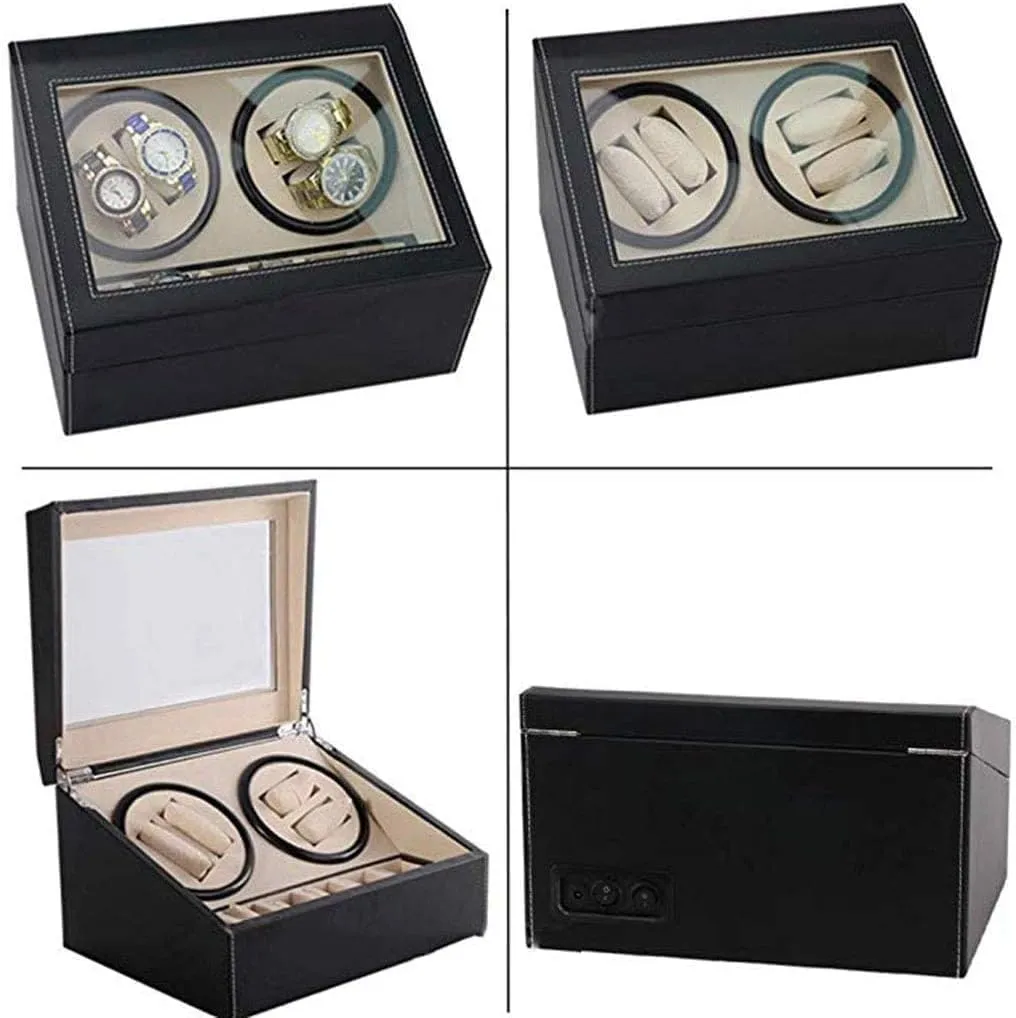 Winder Watch romancer advertisement vacant dike intention Automatic Winder$ 4 6 Table Electric Motor Rotating Mechanical Watch Winding Box$ Black PU Plain Pattern Shaker Automatic Watch 