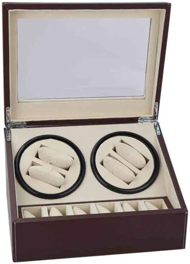 Winding Watch Box Shaker Mechanical Watch Shaker Fashion Beautiful Home,A Automatic Watch Winder Box Watch Box Double-Head Black Pu Electric favorable Motor Box Automatic 