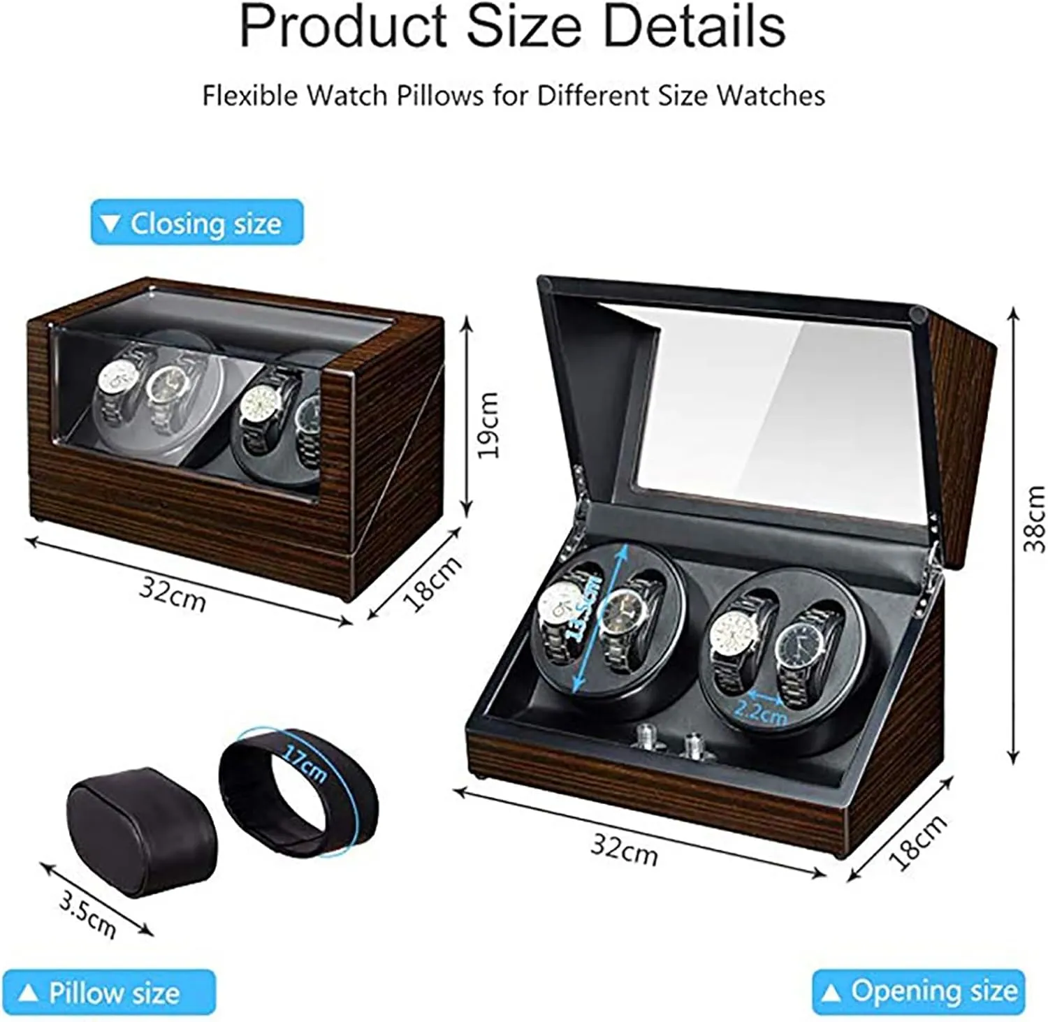 Winding Watch boycott weaken Shaker Box with Quiet Motor Self-Winding Mechanical Watch Storage Display Case,D Automatic Watch Winder for 4 Watches Electric Rotating 