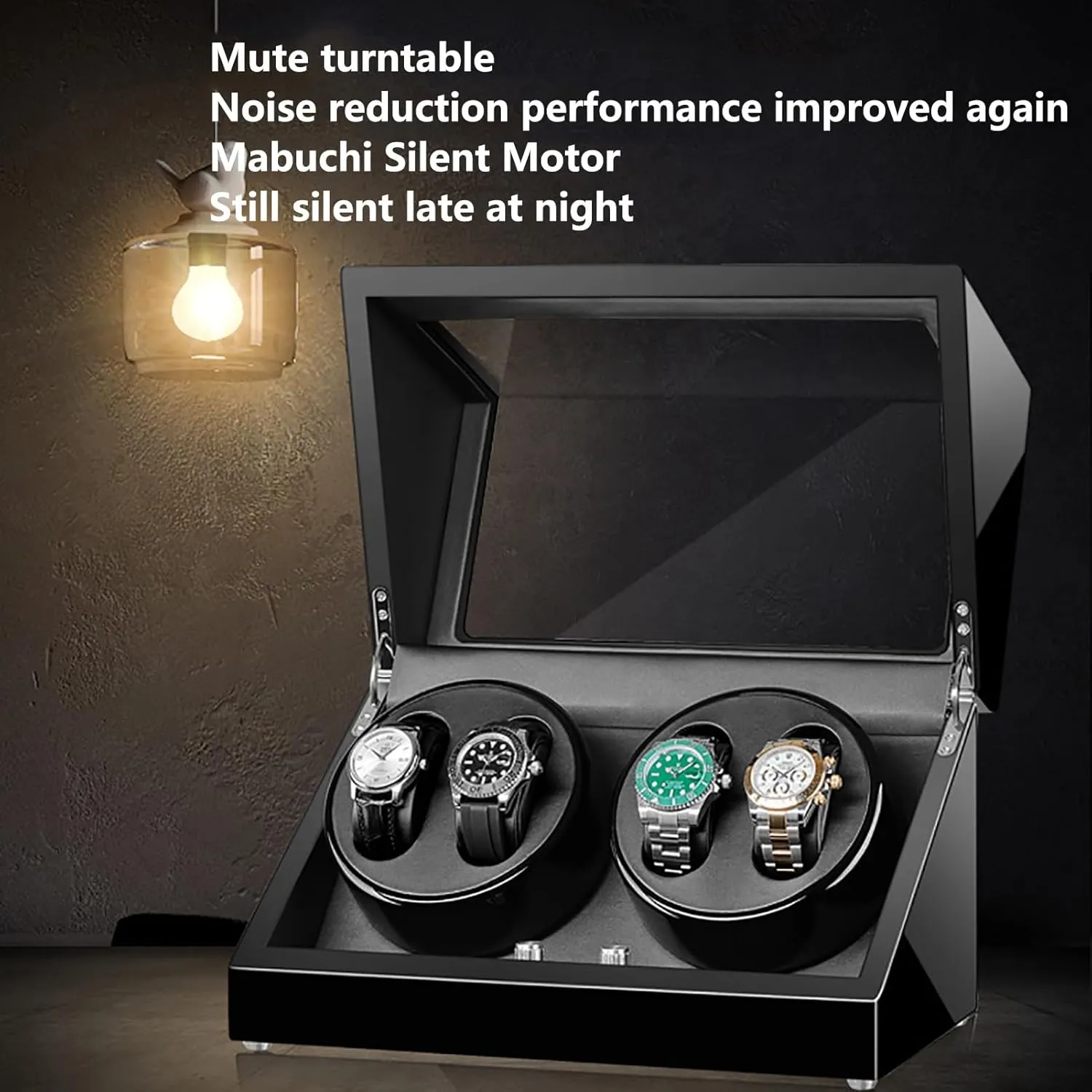 Winding Watch boycott weaken Shaker Box with Quiet Motor Self-Winding Mechanical Watch Storage Display Case,D Automatic Watch Winder for 4 Watches Electric Rotating 
