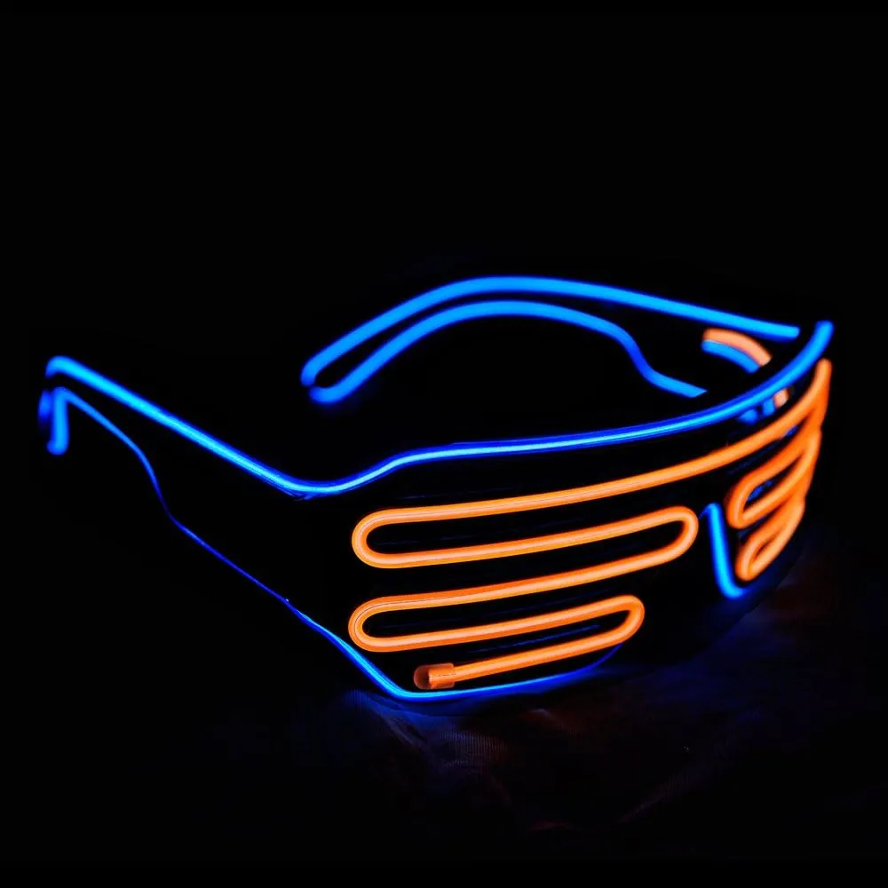 Wire Neon Rave Glasses payment Flashing LED Sunglasses Light Up Costumes For 80s$ EDM$ Party RB03 (Blue   Orange) Shutter El 