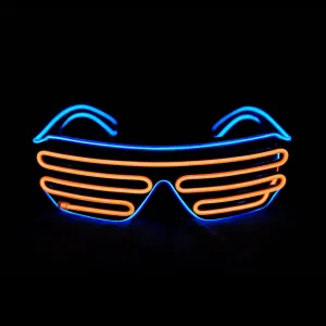 Wire Neon Rave Glasses payment Flashing LED Sunglasses Light Up Costumes For 80s$ EDM$ Party RB03 (Blue   Orange) Shutter El 