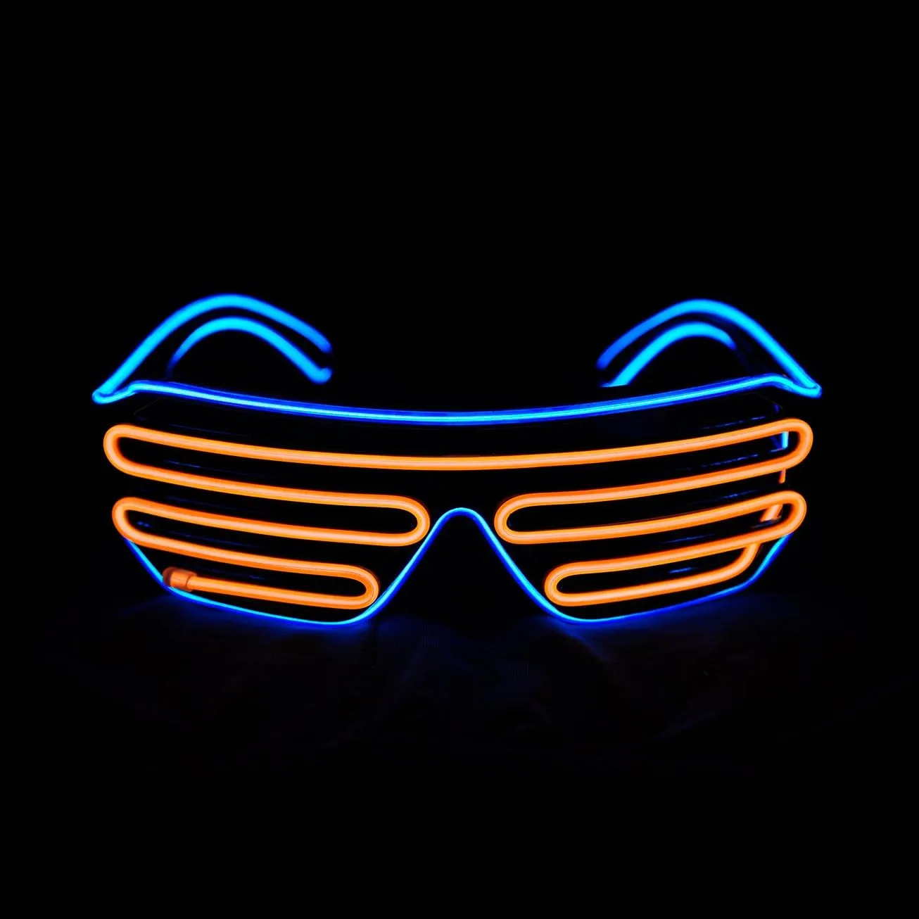 Wire Neon Rave Glasses payment Flashing LED Sunglasses Light Up Costumes For 80s$ EDM$ Party RB03 (Blue   Orange) Shutter El 