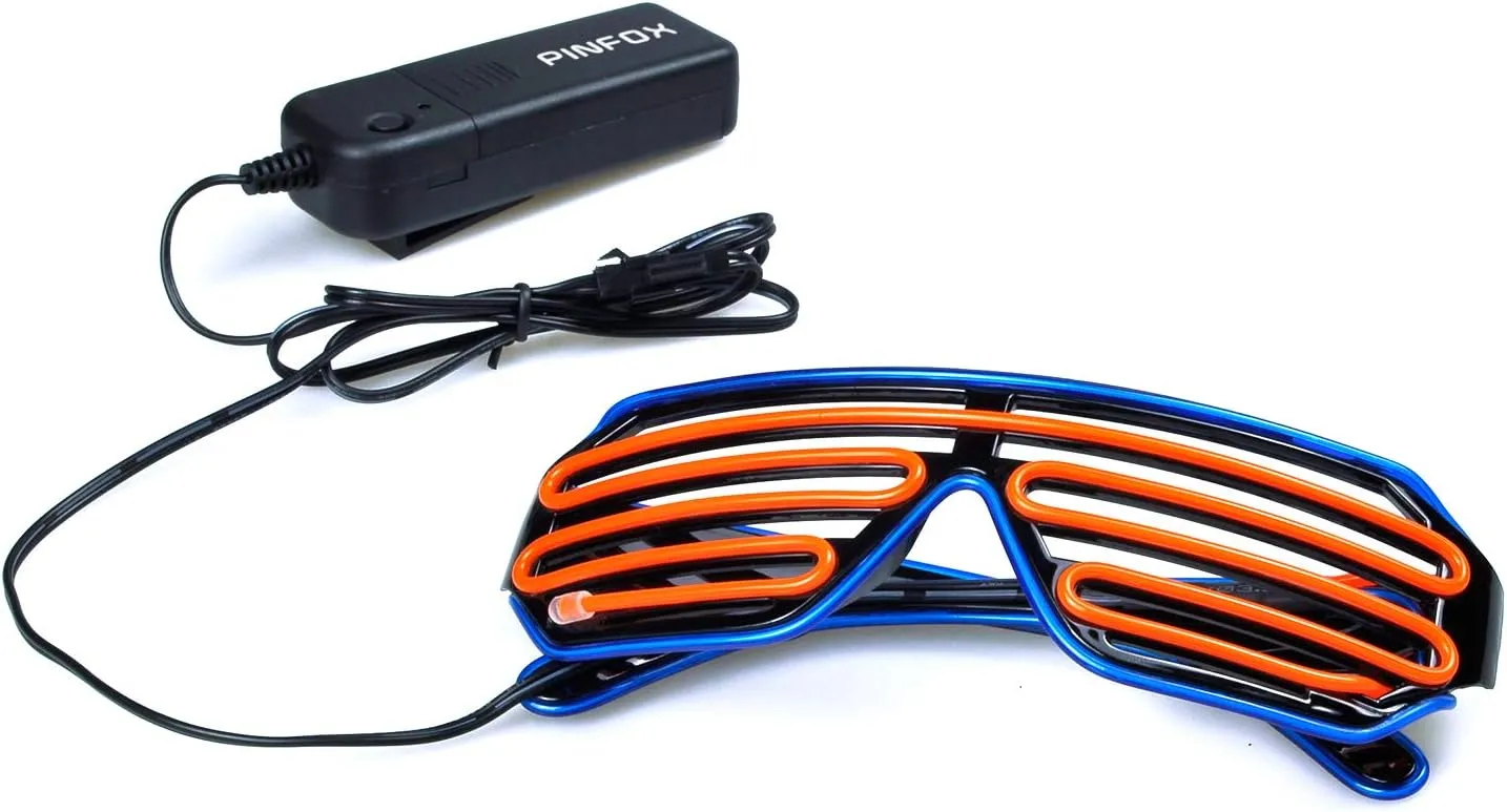 Wire Neon Rave Glasses payment Flashing LED Sunglasses Light Up Costumes For 80s$ EDM$ Party RB03 (Blue   Orange) Shutter El 