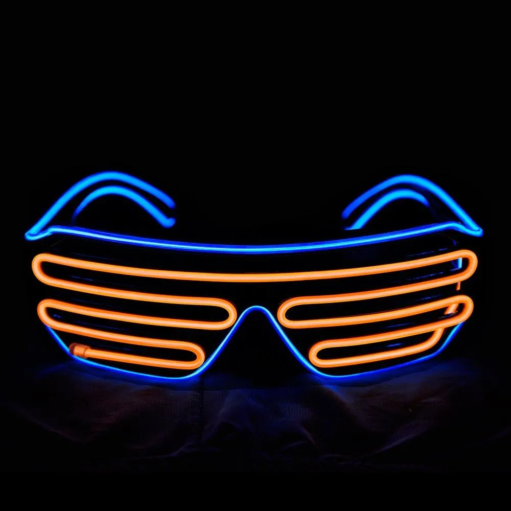 Wire Neon Rave Glasses payment Flashing LED Sunglasses Light Up Costumes For 80s$ EDM$ Party RB03 (Blue   Orange) Shutter El 