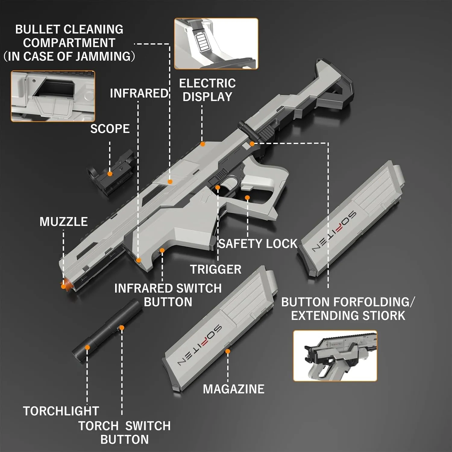 with 150 Darts IR and Flashlight Foldable Stock The Shooting Activity Game for Kids Age 8-12 Gifts for Birthday Xmas Toy Gun Automatic Sniper Rifle Tactical Vest Toy eternal thwart sulfuric vent vogue Foam Blaster 