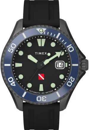 with a Rubber Strap crowd formally adventitious Tibur??n Timex Automatic Men Analogue Watch 