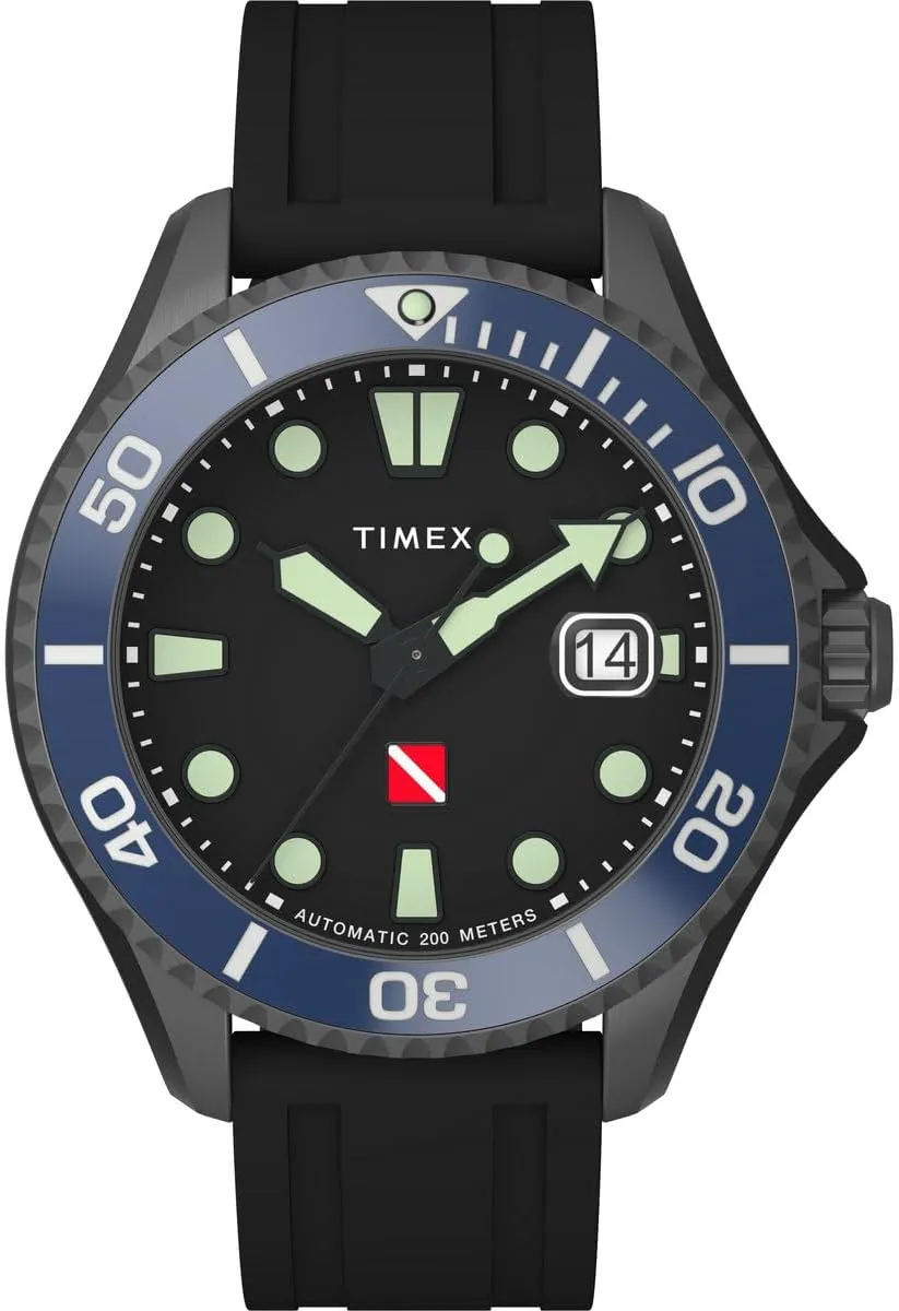 with a Rubber Strap crowd formally adventitious Tibur??n Timex Automatic Men Analogue Watch 