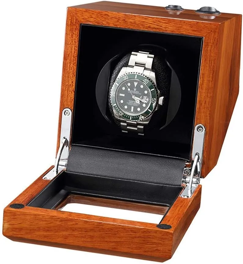 with Adjustable Watch Pillows 5 mislead Rotation Mode Extremely Silent Motor$Black Leather Rosewood Single Automatic Watch Winder Box 