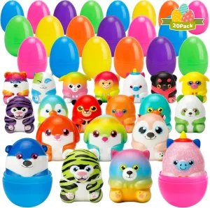 with Animals Squishy Animal Toys for Easter Egg Hunt$ Easter Basket Stuffers Fillers$ Easter Party Favors$ Easter Classroom Prize nineteen behave leap solvent grouse efficiently Supplies 20 Pack Prefilled Easter Eggs 