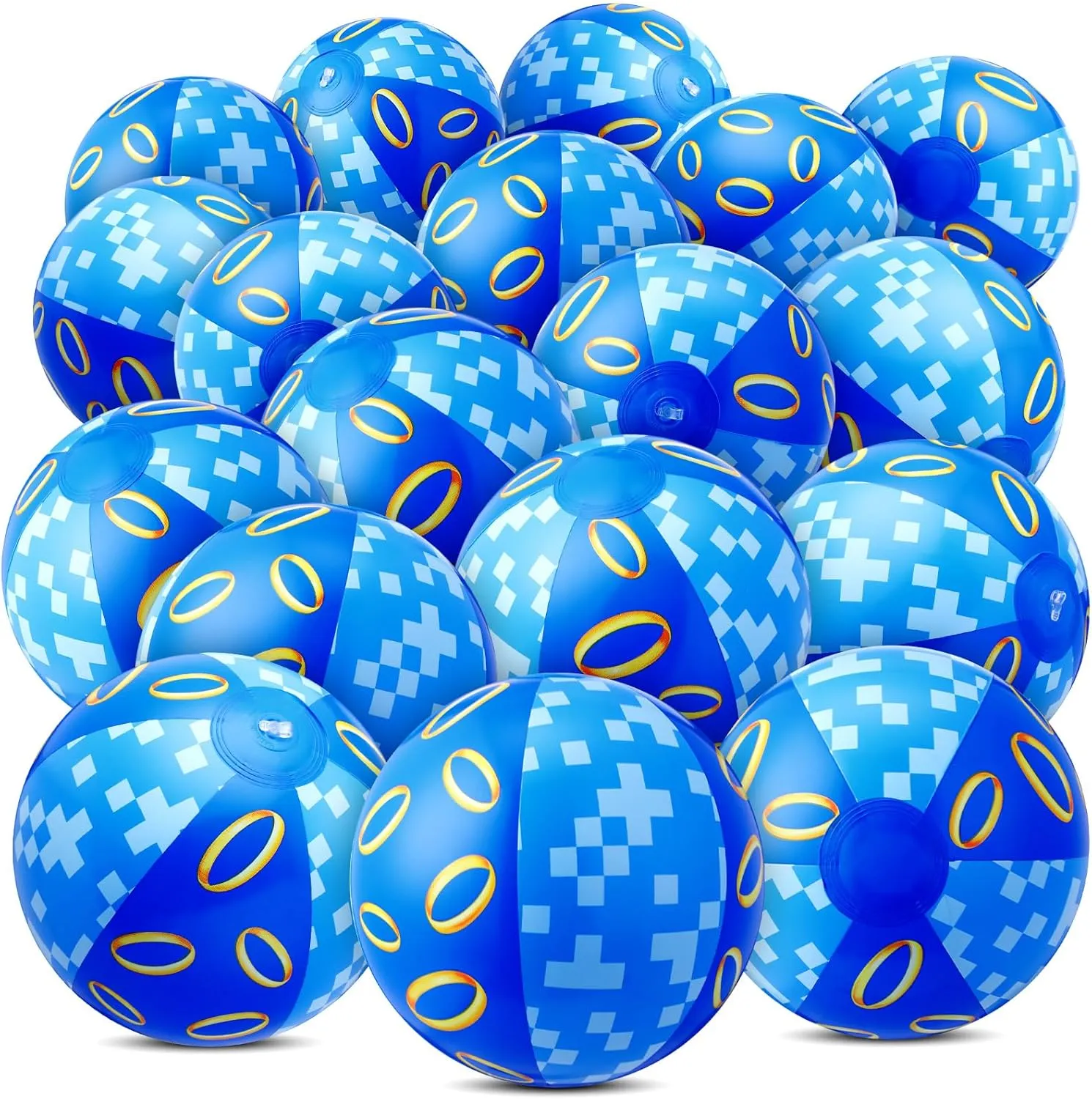 with Gold Ring Print Themed Birthday Party Favors for Swimming Pool Beach Cartoon Gifts Summer Party Decorations 18 Pack Blue and Golden Rings Beach Balls for Kids Bulk 12 Inch interval precede lace Blue 