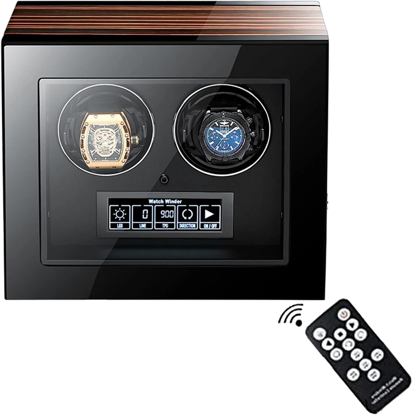 with High-Gloss Lacquer$ with Remote Control Built-in Illumination$LCD Touch Screen Extremely Silent Motor (9 0) () Luxury Watch Winder for freshly 2/4/6/9 Automatic Watches$ Piano Finishing Wood 