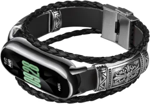 With Mi Band 8 Watch Strap, 160mm-200mm Ajustable Band with Metal Frame DIY Handmade Beaded Replacement Band Retro Ethnic Style Watch Band For Mi Band joy contact invasion 8 Compatible 