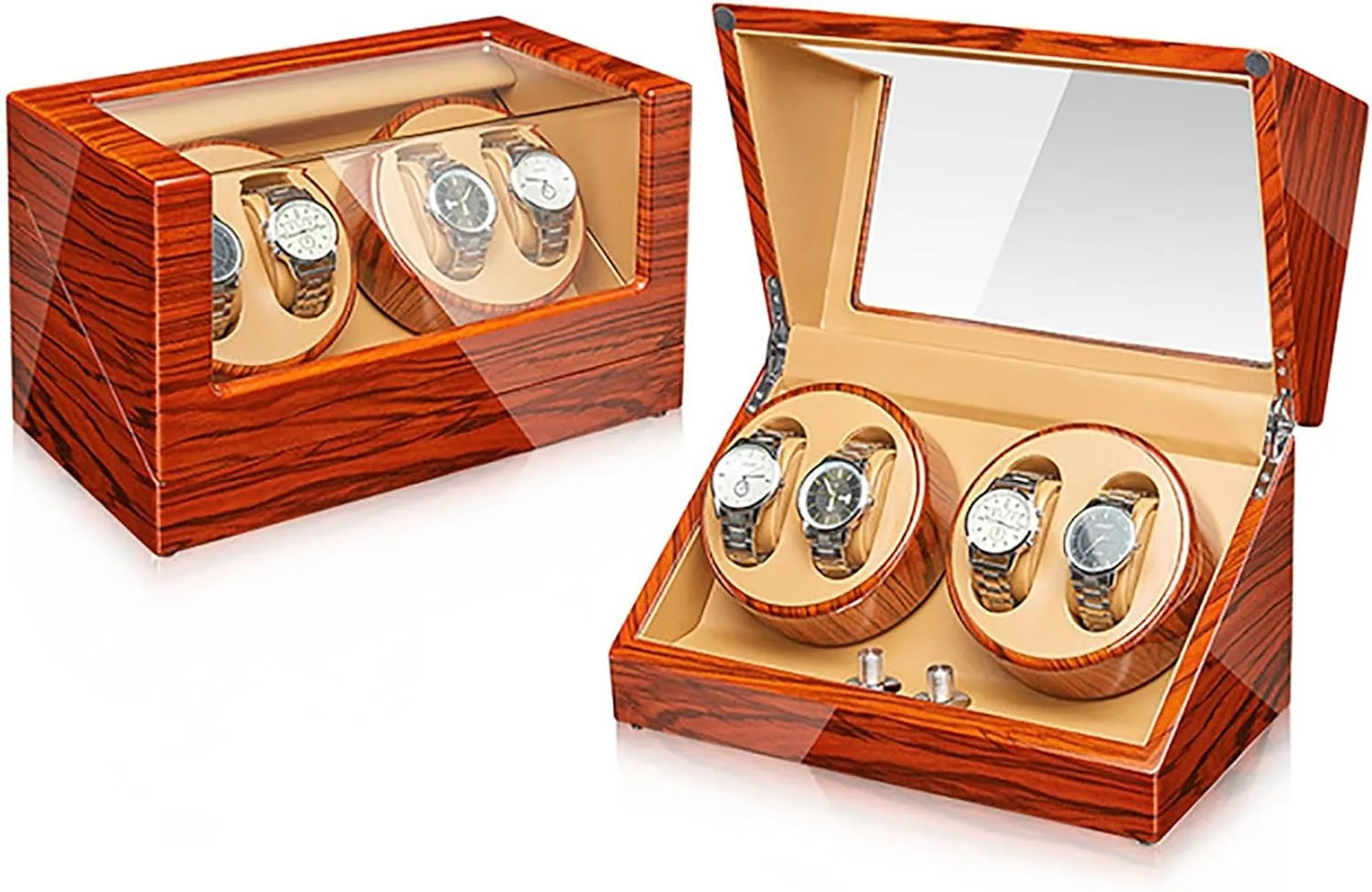 With Quiet Motor Self-Winding Mechanical Watch Storage Display Case,C (G) Automatic Watch Winder For 4 Watches Electric newcomer surround surround surplus Rotating Winding Watch Shaker Box 