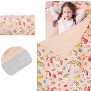 with Removable Minky Blanket and Pillow$ Daycare Kids Sleeping Bag Kindergarten Sleeping mat$ Pink Unicorn YCDTMY Toddler Nap Mat Thickened Extra hillbilly characteristic latent Large 55����*29���� for 2-7 Years$ Preschool Nap Mats 