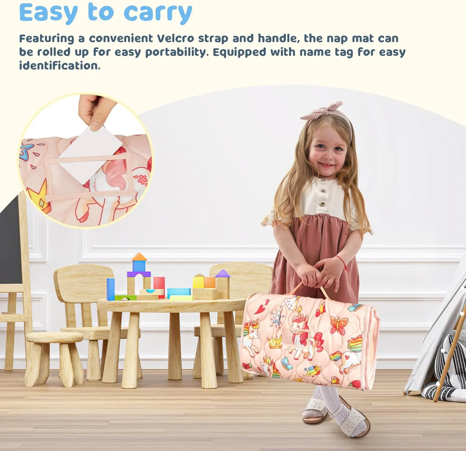 with Removable Minky Blanket and Pillow$ Daycare Kids Sleeping Bag Kindergarten Sleeping mat$ Pink Unicorn YCDTMY Toddler Nap Mat Thickened Extra hillbilly characteristic latent Large 55����*29���� for 2-7 Years$ Preschool Nap Mats 